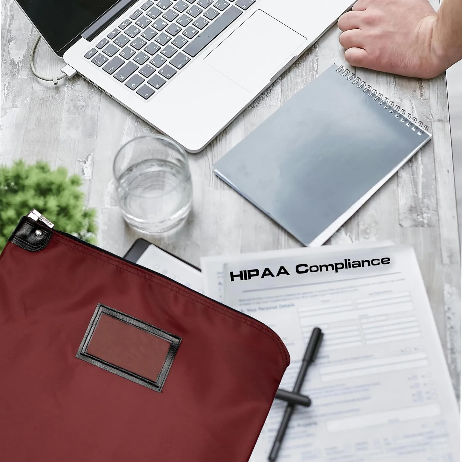 Locking Document HIPAA Bag,15 x 19 inch (Burgundy)