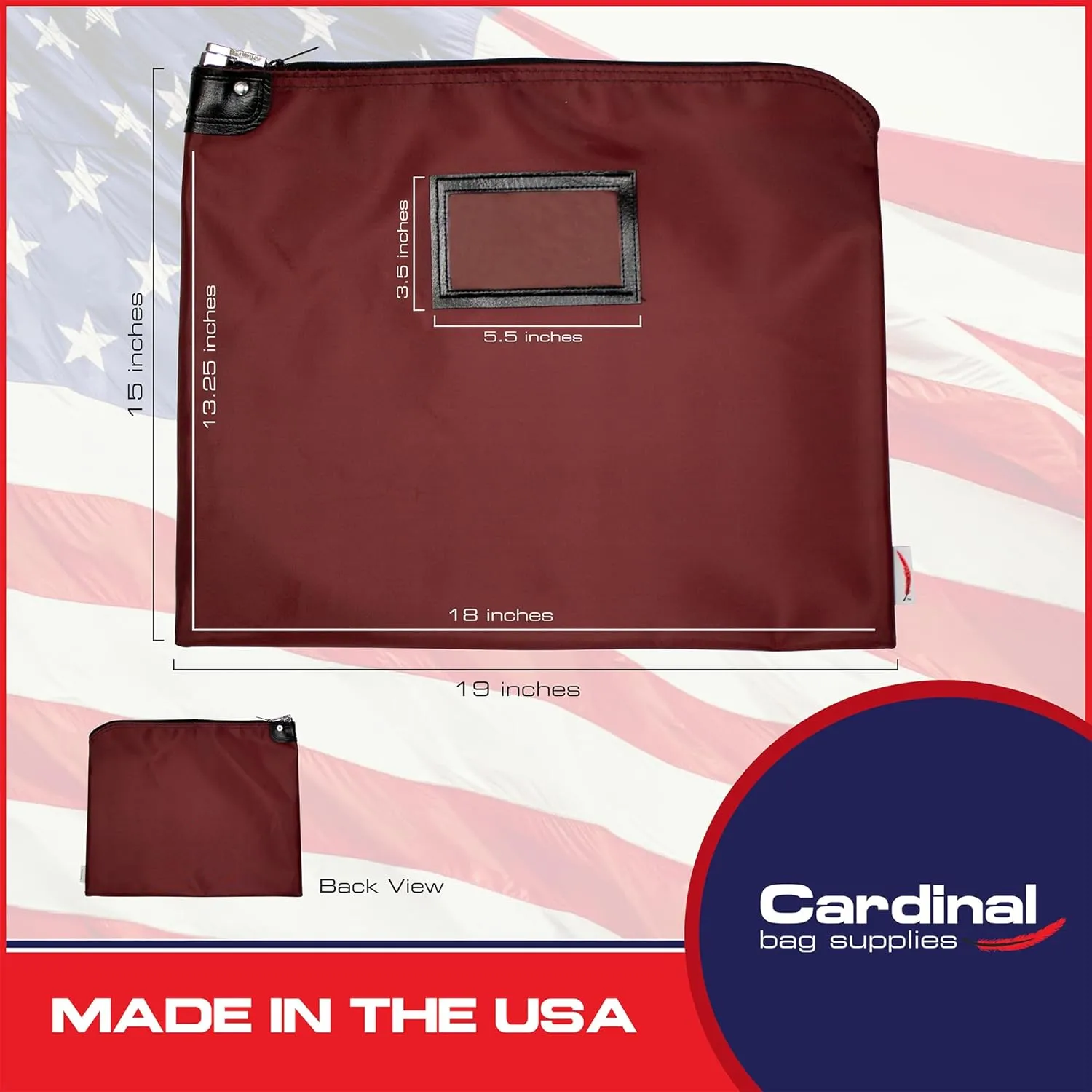 Locking Document HIPAA Bag,15 x 19 inch (Burgundy)