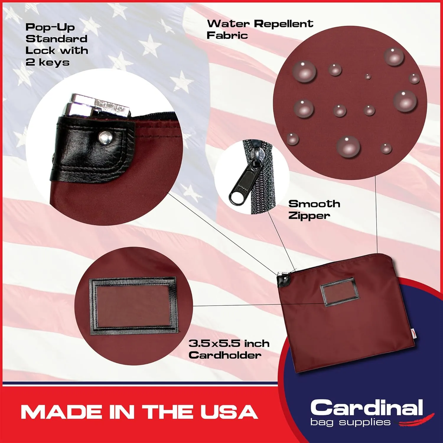 Locking Document HIPAA Bag,15 x 19 inch (Burgundy)