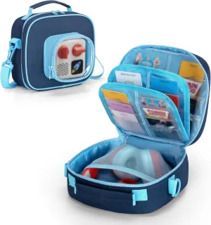LoDrid Carrying Case Compatible with Yoto Mini (2024 Edition), Travel Storage Bag for Audio Player with Adjustable Shoulder Strap for Player Cards and Accessories, Blue, Bag Only