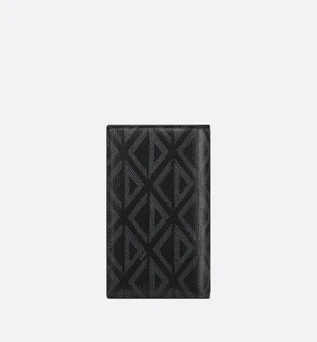 Long Bi-Fold Card Holder • Black CD Diamond Canvas