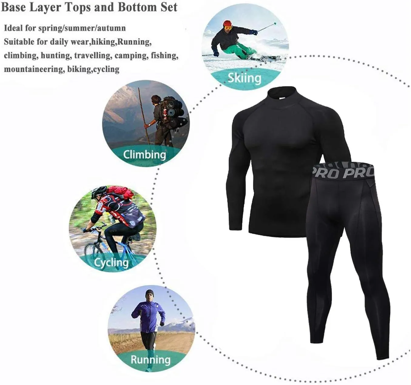 Long Underwear Mens Thermals Base Layer Men Cold Weather Gear Long Johns for Winter Cycling Running Hunting
