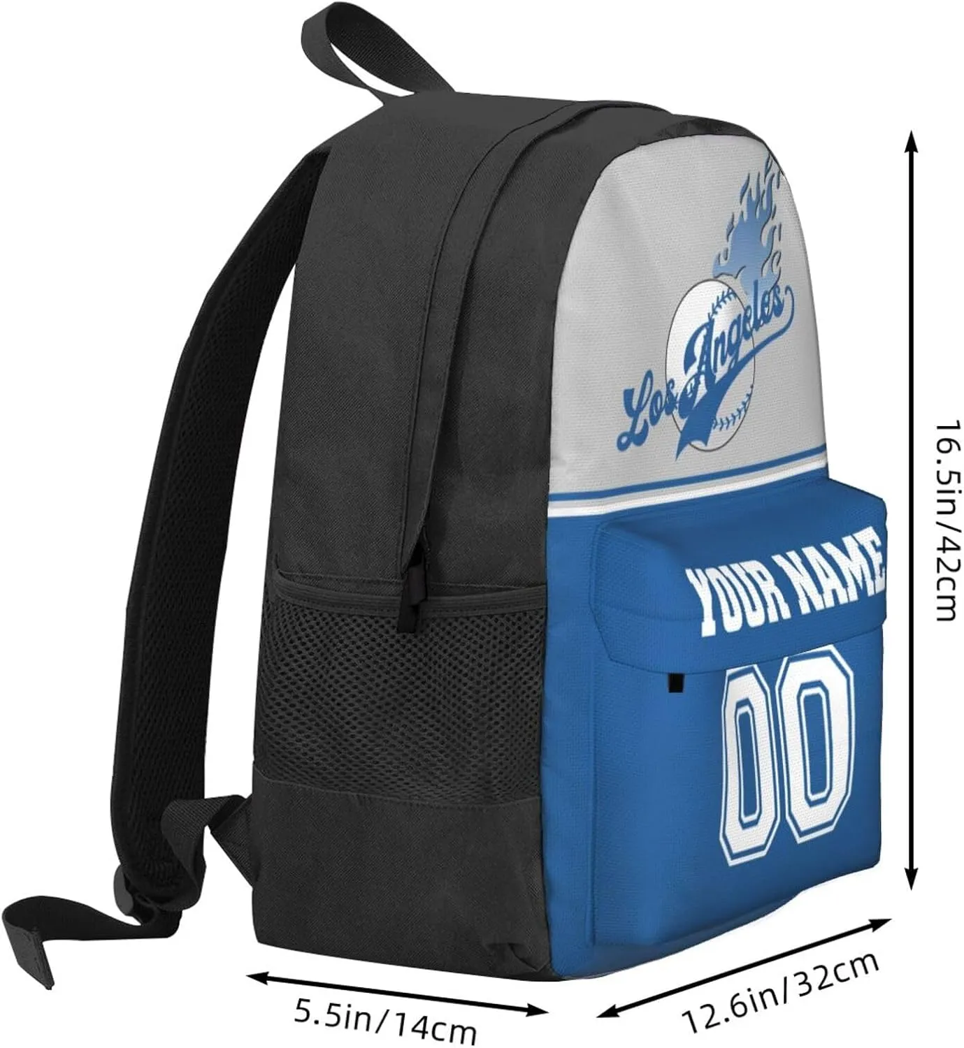Los Angeles Backpack,Custom Baseball Sports Backpack With Name And Number,Personalized High Capacity Casual Laptop Bag Travel Bag Gifts For Fans Men Women
