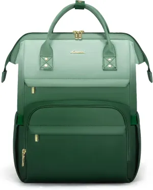 LOVEVOOK Gradient Laptop Backpack for Women,17.3 Inch Work Computer Bakcpack Purse Laptop Bag With Anti-Theft Pocket,Waterproof Carry on Teacher College Backpack for Travel,Green-White