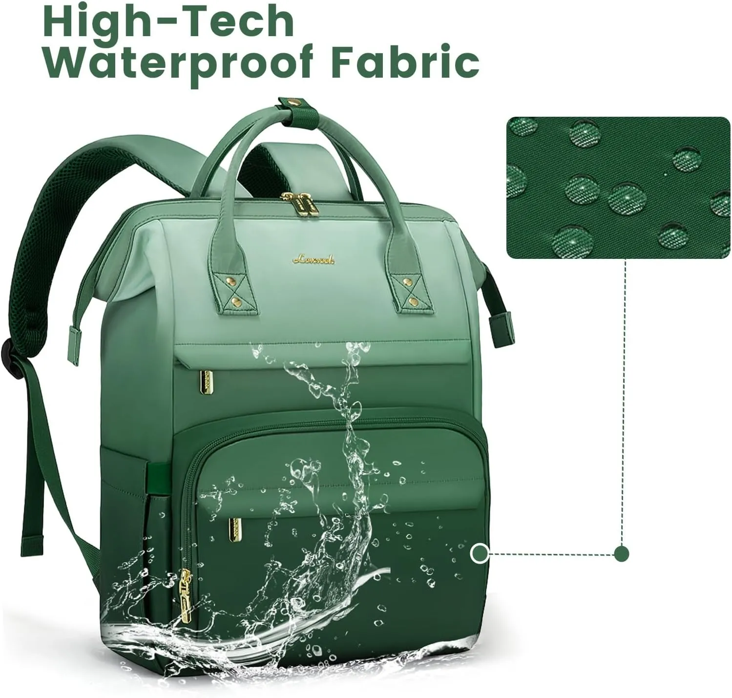 LOVEVOOK Gradient Laptop Backpack for Women,17.3 Inch Work Computer Bakcpack Purse Laptop Bag With Anti-Theft Pocket,Waterproof Carry on Teacher College Backpack for Travel,Green-White