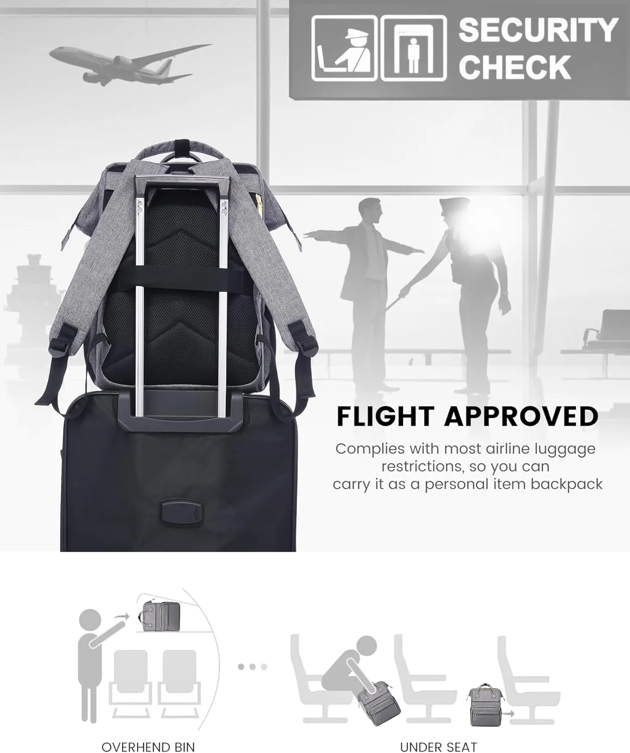 LOVEVOOK Laptop Backpack for Women, 15.6 Inch Travel Backpack with Laptop Compartment, Water Resistant Work Backpack for Teacher Nurse Doctor, Anti-theft Computer Bag with Charger, Grey