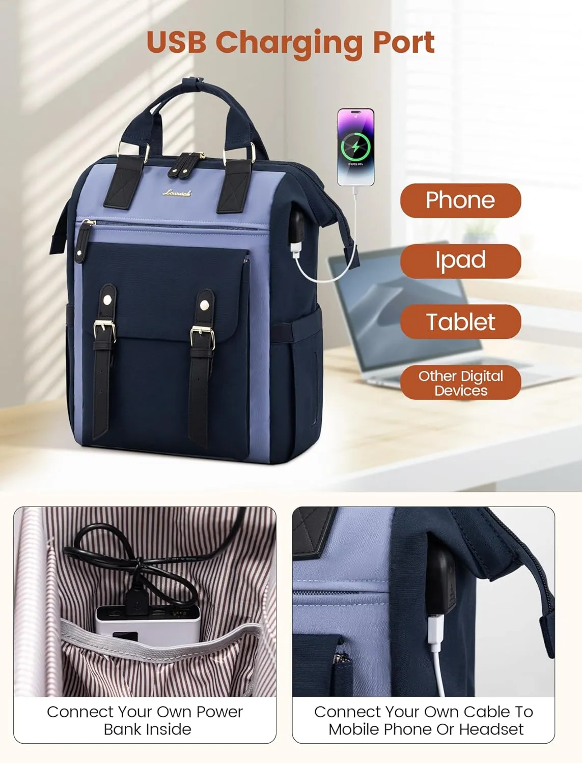 LOVEVOOK Laptop Backpack for Women Work Teacher Bag Travel Backpack, Stylish College Backpack Purse, Business Computer Laptop Bag Nurse Bags, Casual Daypack, 15.6 Inch