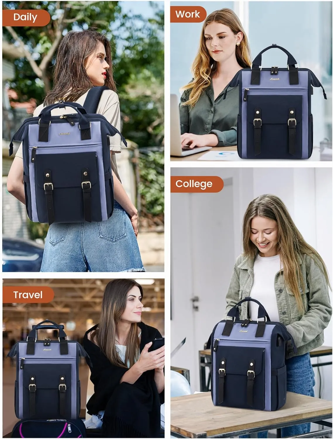 LOVEVOOK Laptop Backpack for Women Work Teacher Bag Travel Backpack, Stylish College Backpack Purse, Business Computer Laptop Bag Nurse Bags, Casual Daypack, 15.6 Inch