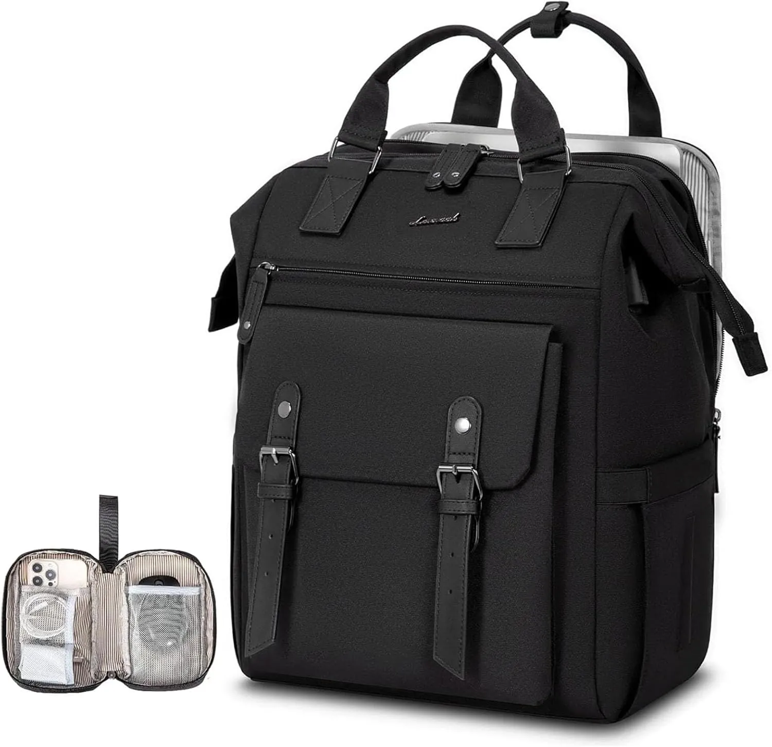 LOVEVOOK Laptop Backpack, Travel Bag with 17.3 inch Laptop Compartment, Water Resistant Teacher Nurse Doctor Work Bag, Anti-theft Daypack, Black