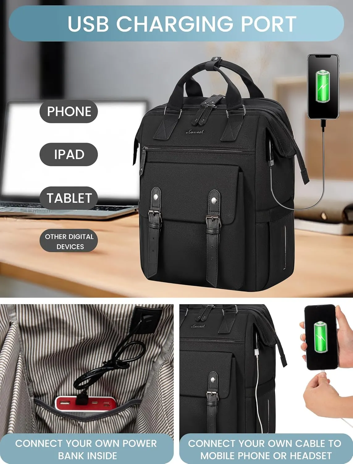 LOVEVOOK Laptop Backpack Women, Nurse Bags Teacher Work Backpack with Laptop Compartment, Water Resistant Computer Backpack Purse for Women College Business Travel Laptop Backpack, 15.6 Inch, Upgraded