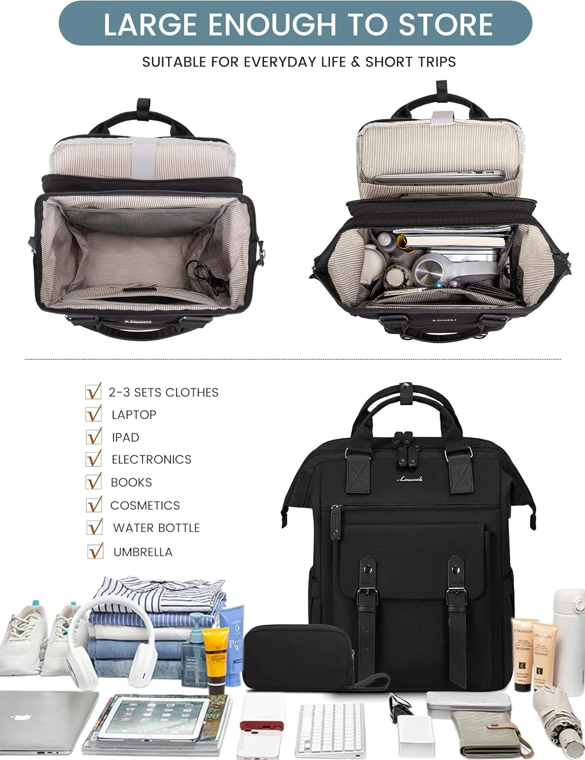 LOVEVOOK Laptop Backpack Women, Nurse Bags Teacher Work Backpack with Laptop Compartment, Water Resistant Computer Backpack Purse for Women College Business Travel Laptop Backpack, 15.6 Inch, Upgraded