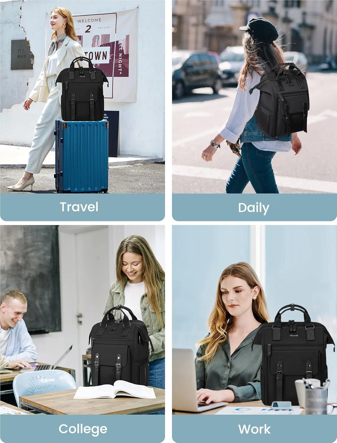 LOVEVOOK Laptop Backpack Women, Nurse Bags Teacher Work Backpack with Laptop Compartment, Water Resistant Computer Backpack Purse for Women College Business Travel Laptop Backpack, 15.6 Inch, Upgraded