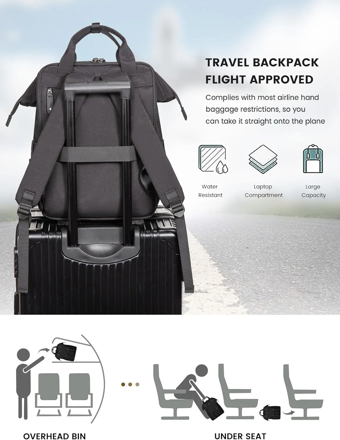 LOVEVOOK Laptop Backpack Women, Nurse Bags Teacher Work Backpack with Laptop Compartment, Water Resistant Computer Backpack Purse for Women College Business Travel Laptop Backpack, 15.6 Inch, Upgraded