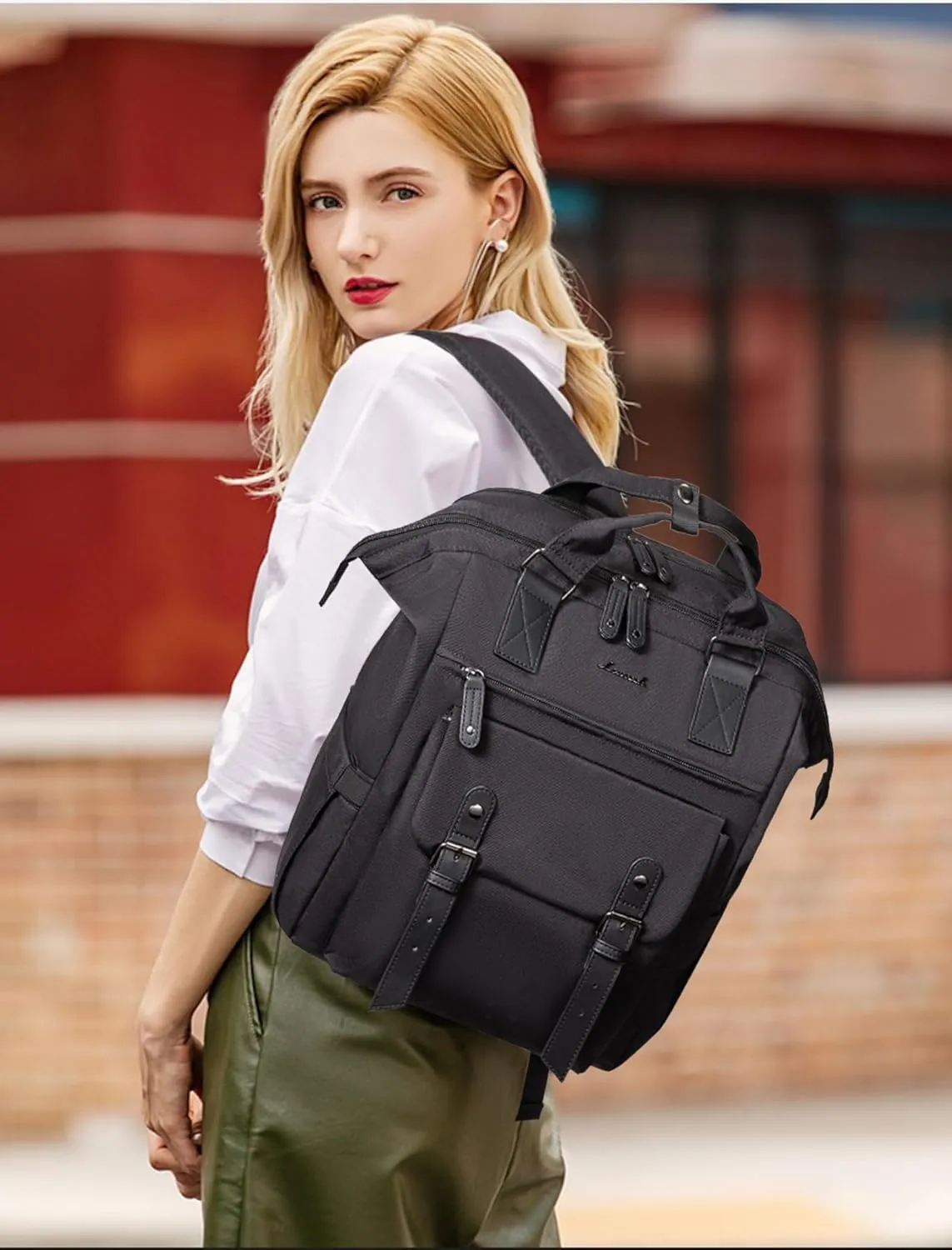 LOVEVOOK Laptop Backpack Women, Nurse Bags Teacher Work Backpack with Laptop Compartment, Water Resistant Computer Backpack Purse for Women College Business Travel Laptop Backpack, 15.6 Inch, Upgraded