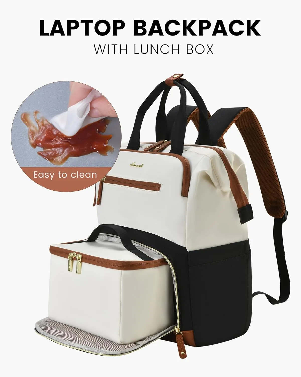 LOVEVOOK Lunch Backpack for Women, 17 Inch Laptop Bag with Insulated Cooler Lunch Box, Work Backpack for Teacher Nurse, Travel Backpack Lunch Bag for Camping Picnic Daily Use