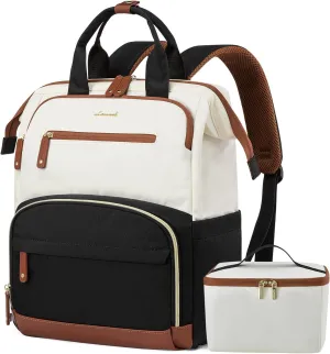 LOVEVOOK Lunch Backpack for Women, 17 Inch Laptop Bag with Insulated Cooler Lunch Box, Work Backpack for Teacher Nurse, Travel Backpack Lunch Bag for Camping Picnic Daily Use