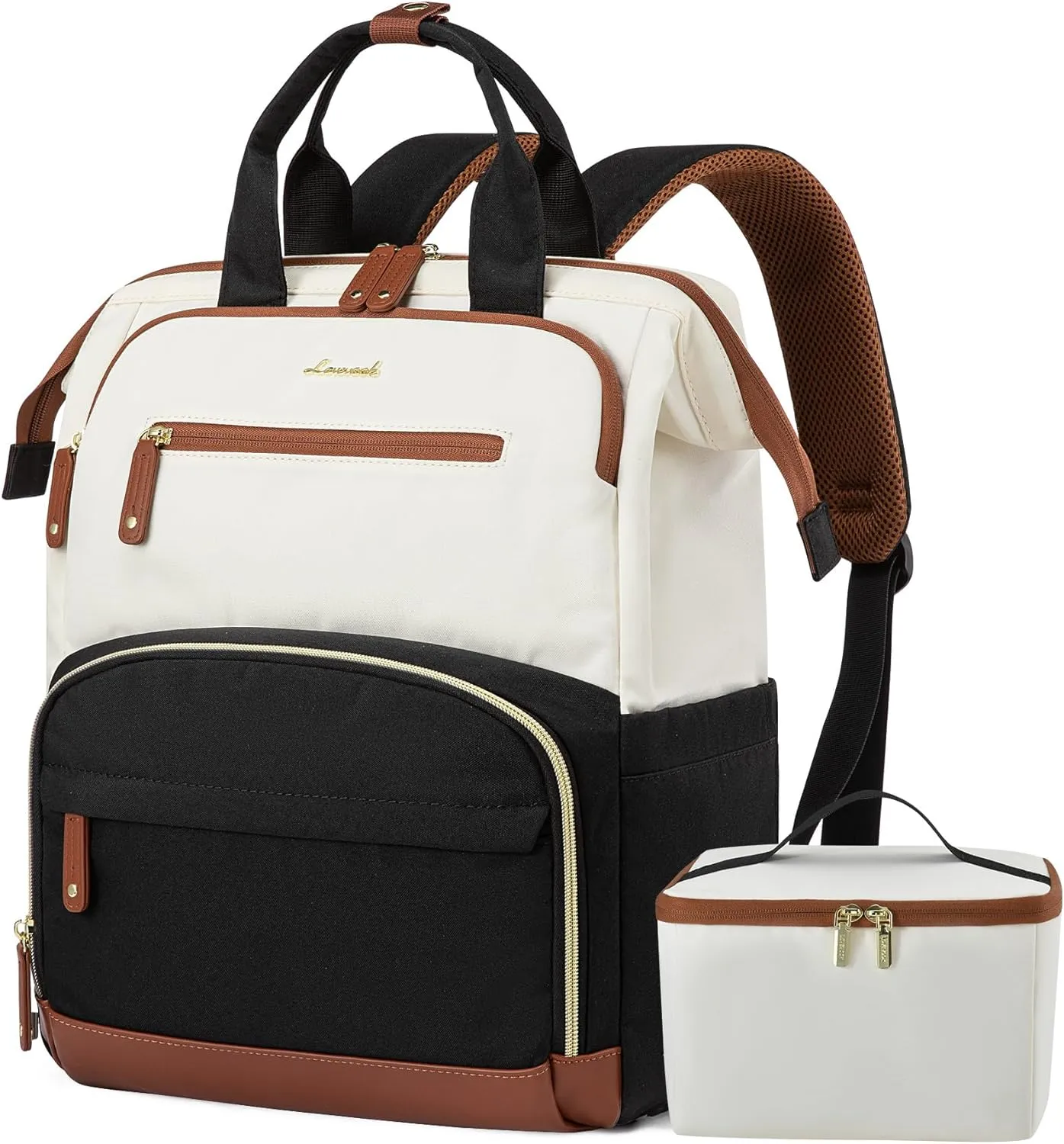 LOVEVOOK Lunch Backpack for Women, 17 Inch Laptop Bag with Insulated Cooler Lunch Box, Work Backpack for Teacher Nurse, Travel Backpack Lunch Bag for Camping Picnic Daily Use
