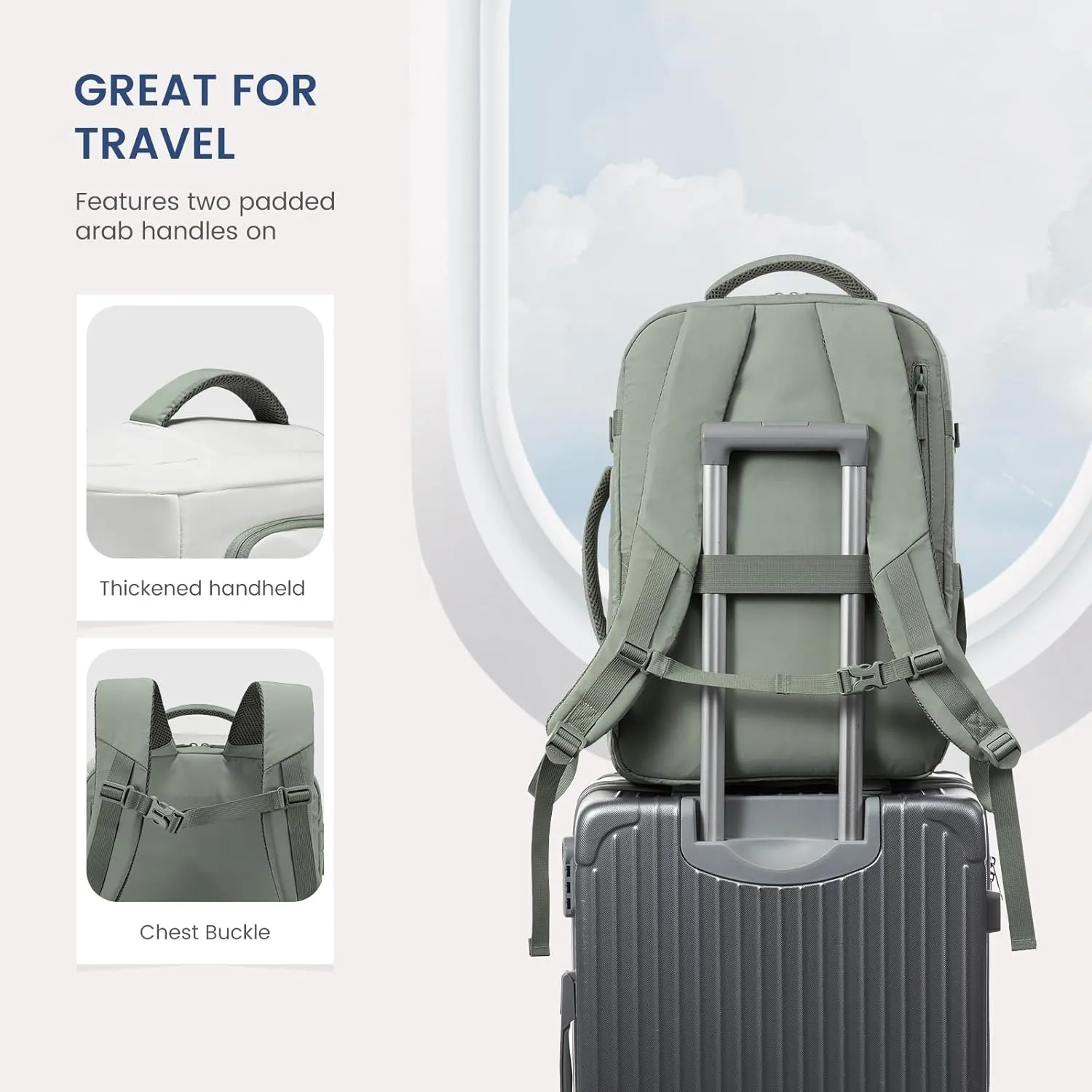 LOVEVOOK Travel Backpack for Women 17.3 Inch Carry On Backpack for Traveling on Airplane, Water Resistant Computer Backpack Luggage, Lightweight Business Rucksack as Personal Item Travel Bag