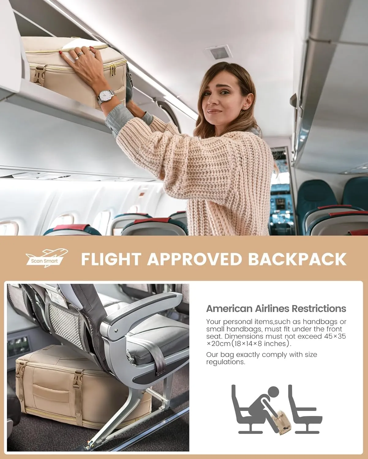 LOVEVOOK Travel Backpack for Women, 40L Carry on Backpack for Airplanes, Large TSA Personal Item Travel Bag Fits 17.3" Laptop, Water-Resistant Business Weekender Backpack, 4Pcs