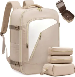 LOVEVOOK Travel Backpack for Women, 40L Carry on Backpack for Airplanes, Large TSA Personal Item Travel Bag Fits 17.3" Laptop, Water-Resistant Business Weekender Backpack, 4Pcs