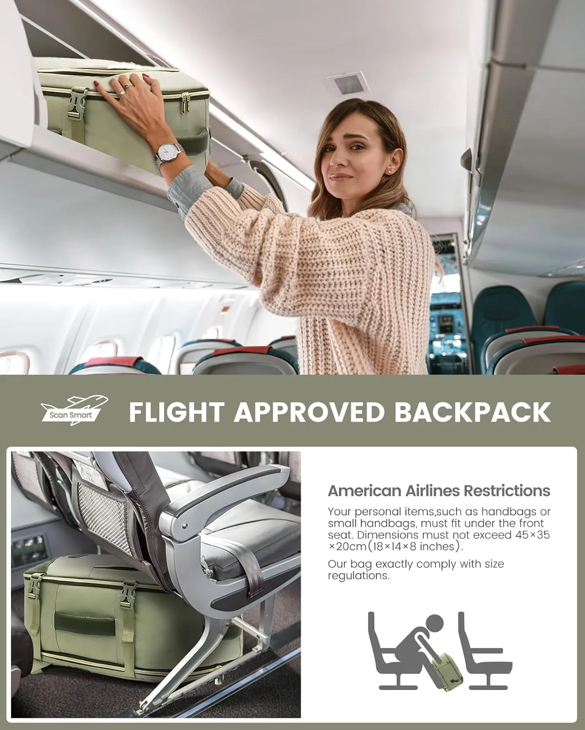 LOVEVOOK Travel Backpack for Women, 40L Carry on Backpack for Airplanes, Large TSA Personal Item Travel Bag fits 17.3" Laptop, Water-Resistant Business Weekender Backpack, 4Pcs