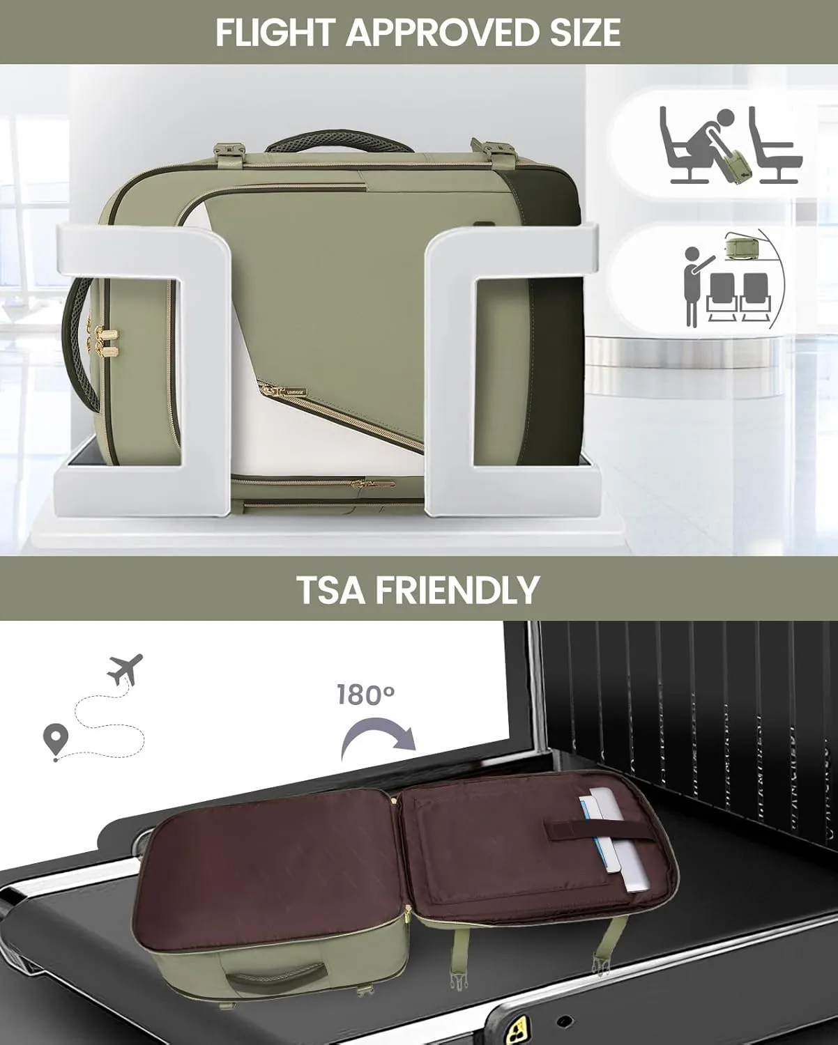 LOVEVOOK Travel Backpack for Women, 40L Carry on Backpack for Airplanes, Large TSA Personal Item Travel Bag fits 17.3" Laptop, Water-Resistant Business Weekender Backpack, 4Pcs