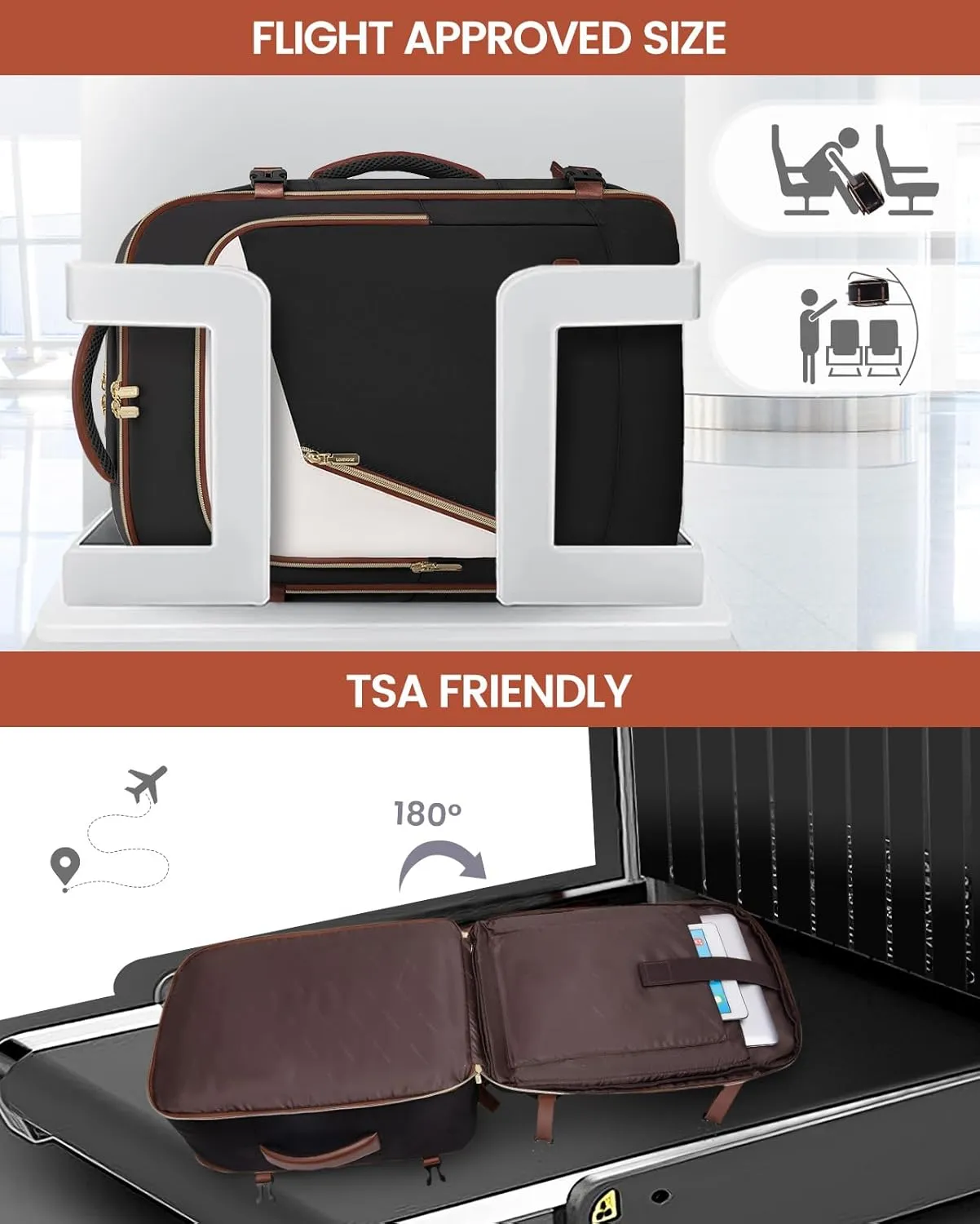LOVEVOOK Travel Backpack for Women, 50L Carry on Backpack for Airplanes, Large TSA Personal Item Travel Bag Fits 17.3" Laptop, Water-Resistant Business Weekender Back Pack, 4Pcs