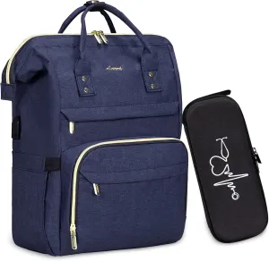 LOVEVOOK Travel Laptop Backpack, Water Resistant Nurse Backpack with Stethoscope Case, Durable Anti Theft College Computer Bag for Men & Women Fits 15.6