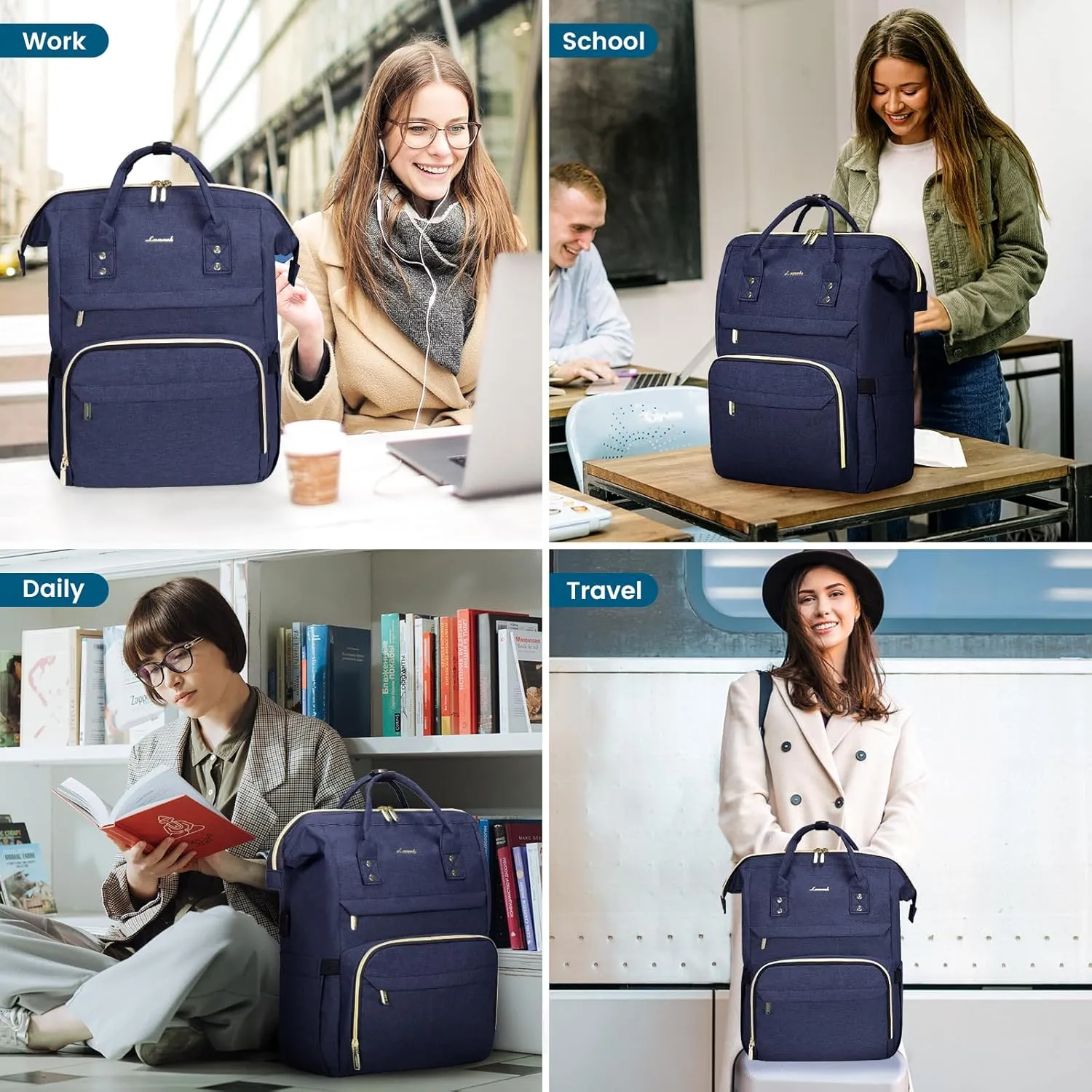 LOVEVOOK Travel Laptop Backpack, Water Resistant Nurse Backpack with Stethoscope Case, Durable Anti Theft College Computer Bag for Men & Women Fits 15.6