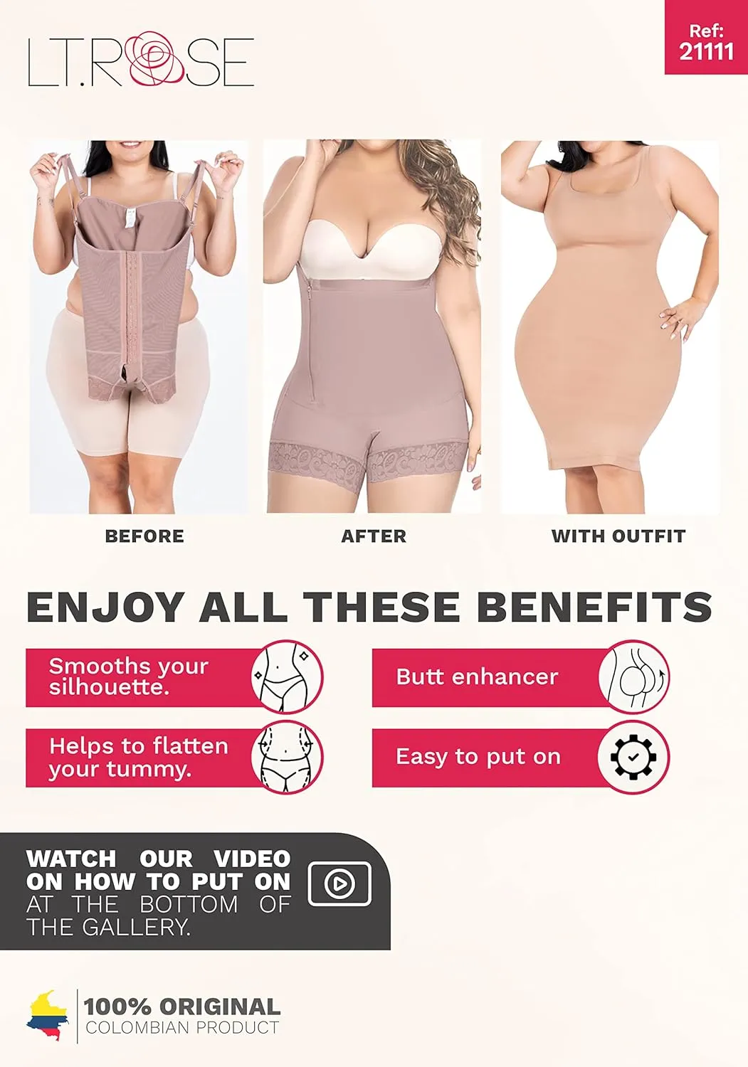 LT.ROSE Fajas Postparto Colombianas Tummy Control Shapewear for Women