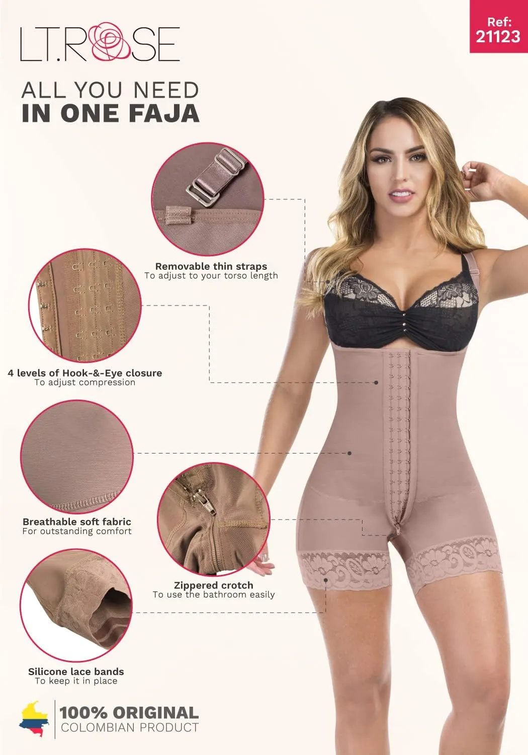 LT.ROSE Fajas Postparto Colombianas Tummy Control Shapewear for Women