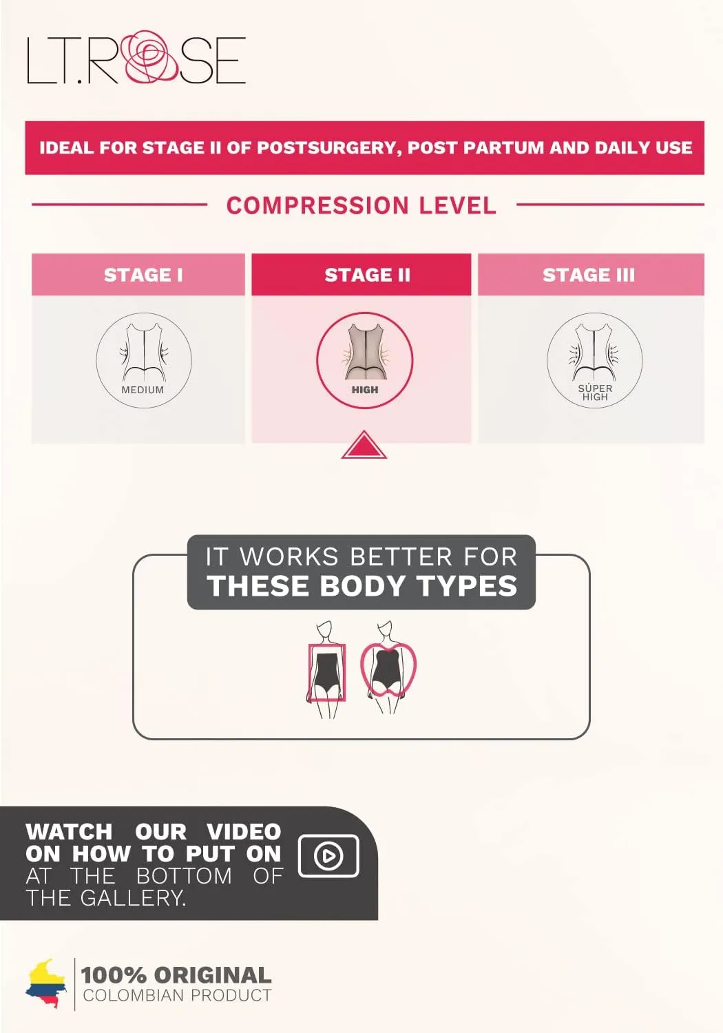 LT.ROSE Fajas Postparto Colombianas Tummy Control Shapewear for Women