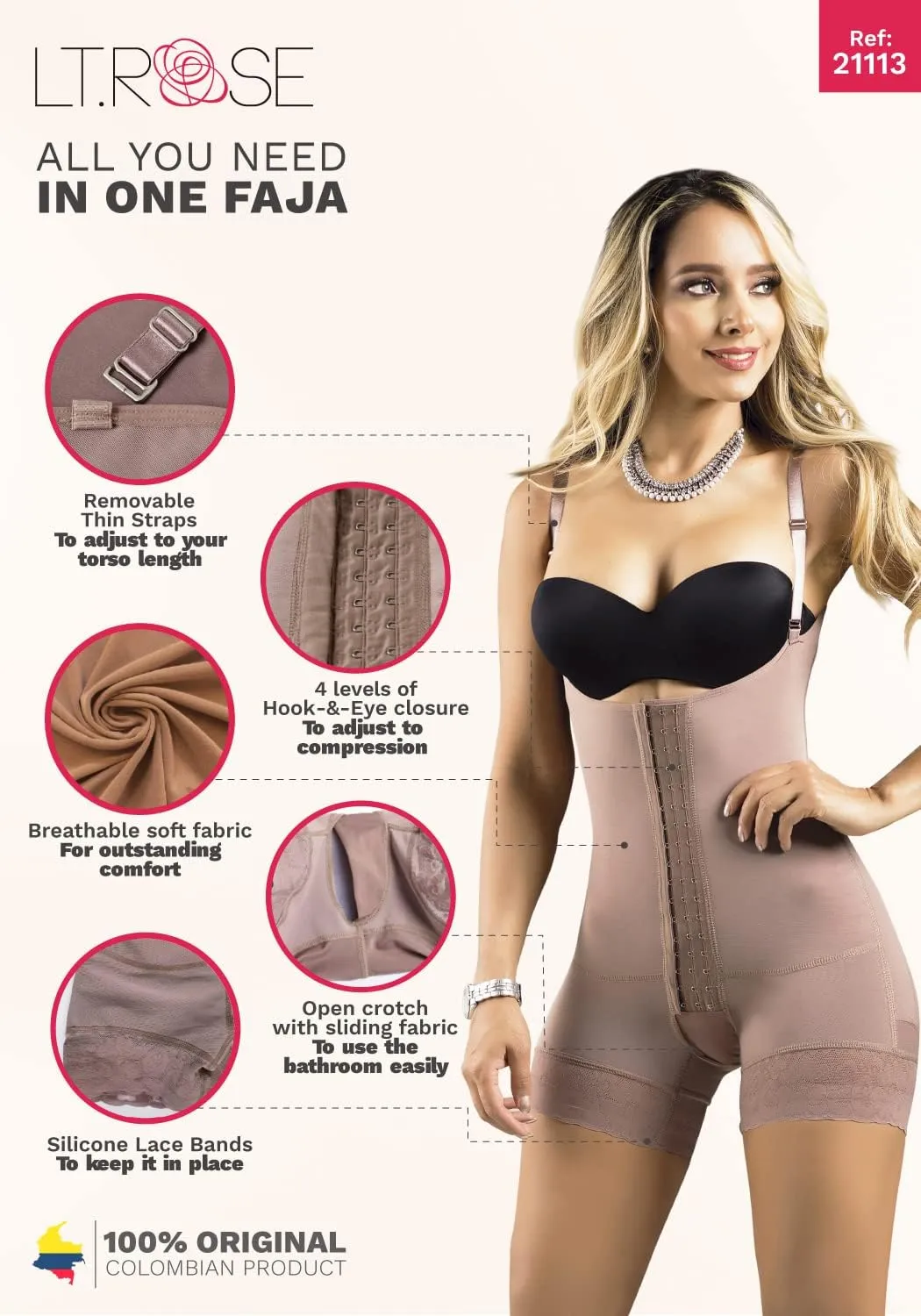 LT.ROSE Fajas Postparto Colombianas Tummy Control Shapewear for Women