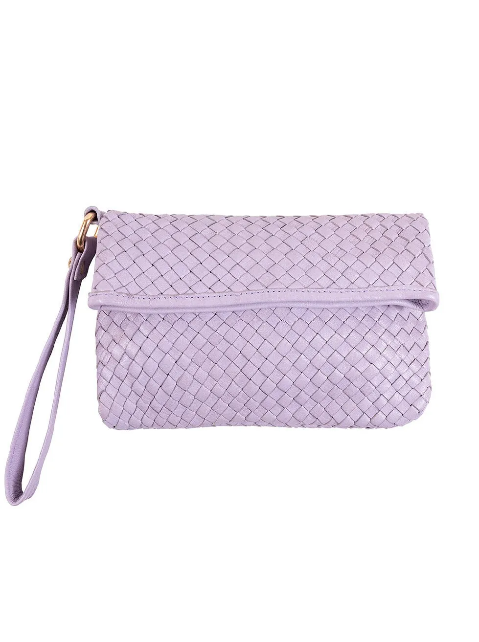 Luna Weave Leather Clutch | White