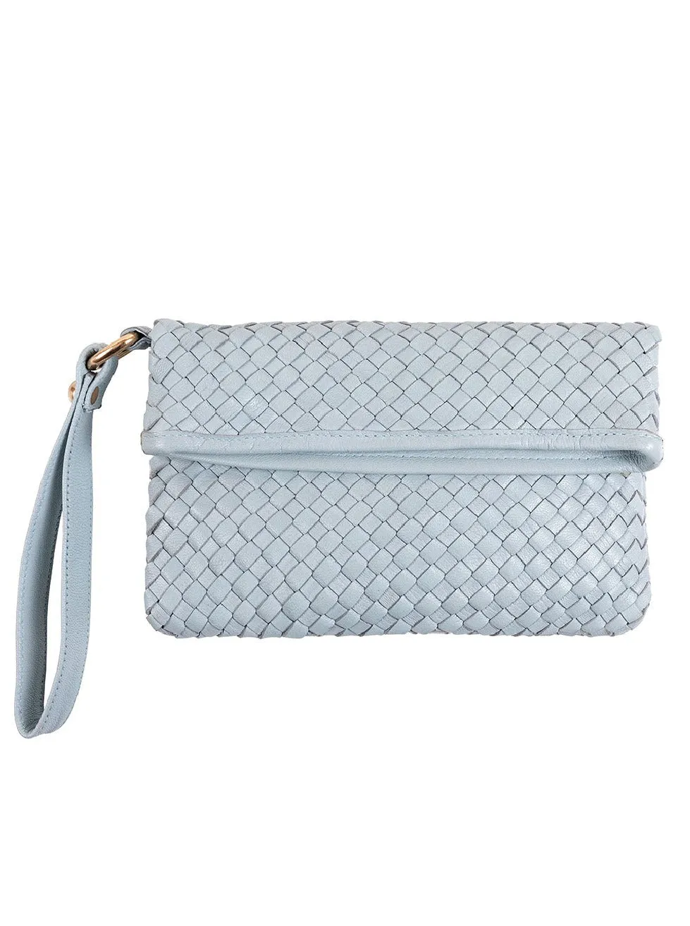 Luna Weave Leather Clutch | White