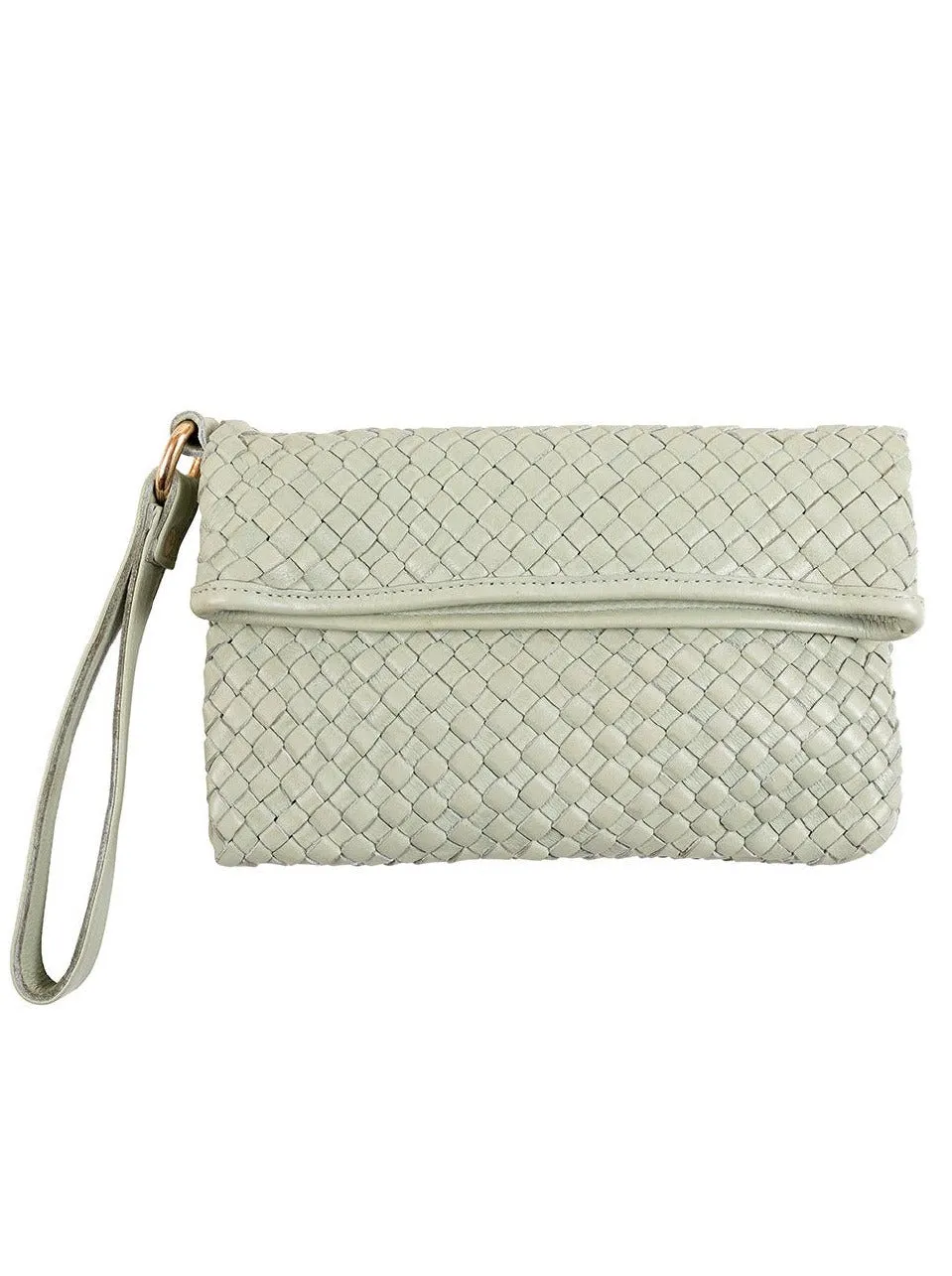 Luna Weave Leather Clutch | White