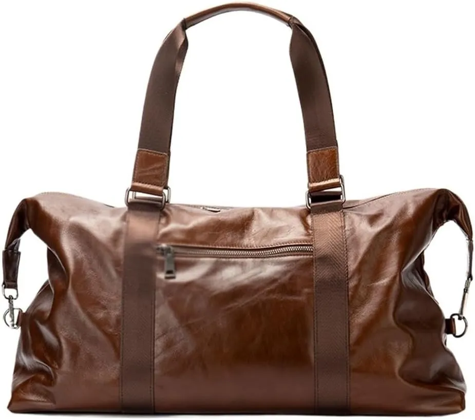 Luxury Leather Duffle Bag for men Business Travel Vintage Style Weekender Overnight Trip with Detachable