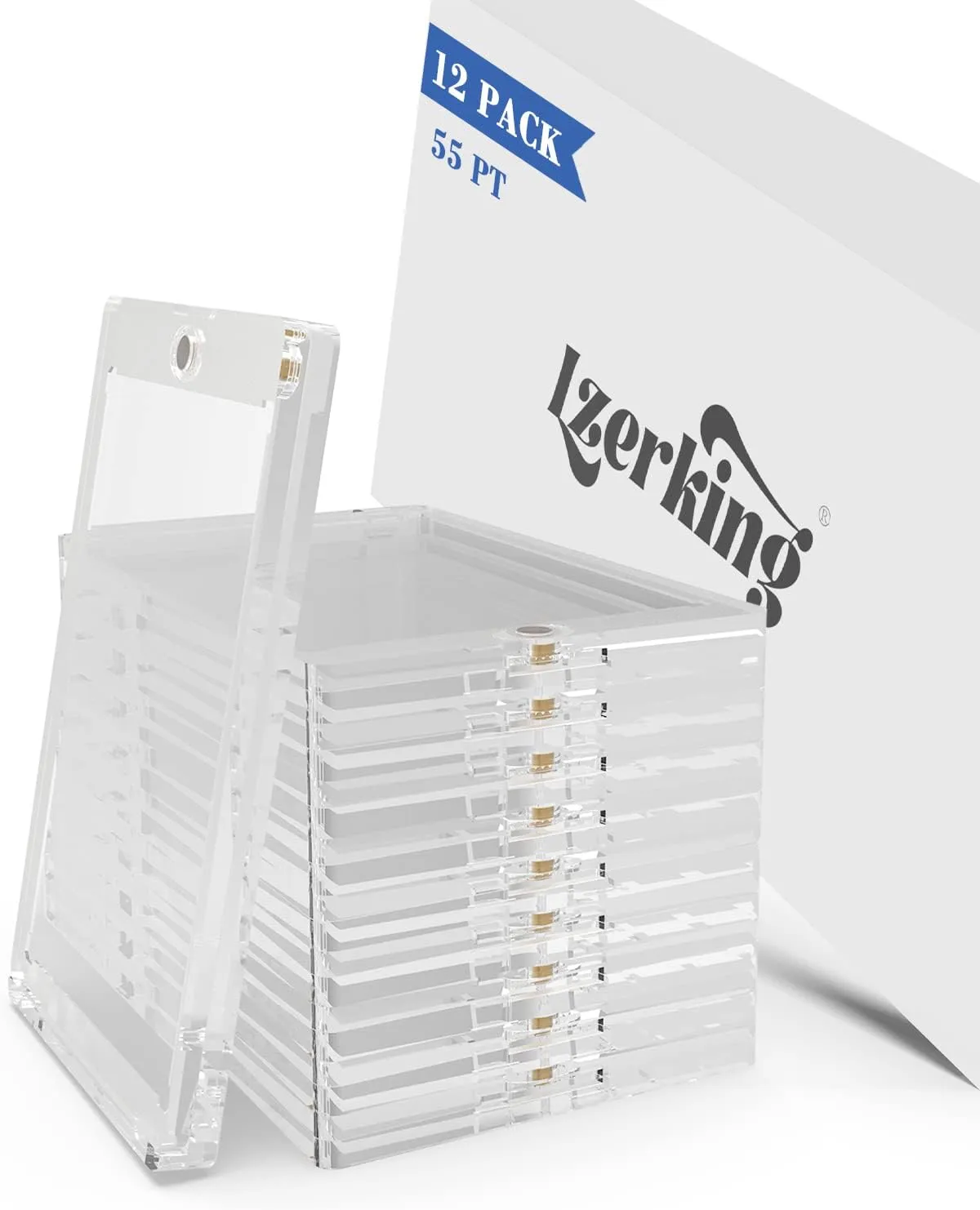 Lzerking Magnetic Card Holders 12 Pack, 55PT One Touch Card Holder for Trading Card, Baseball Card, Sports Card