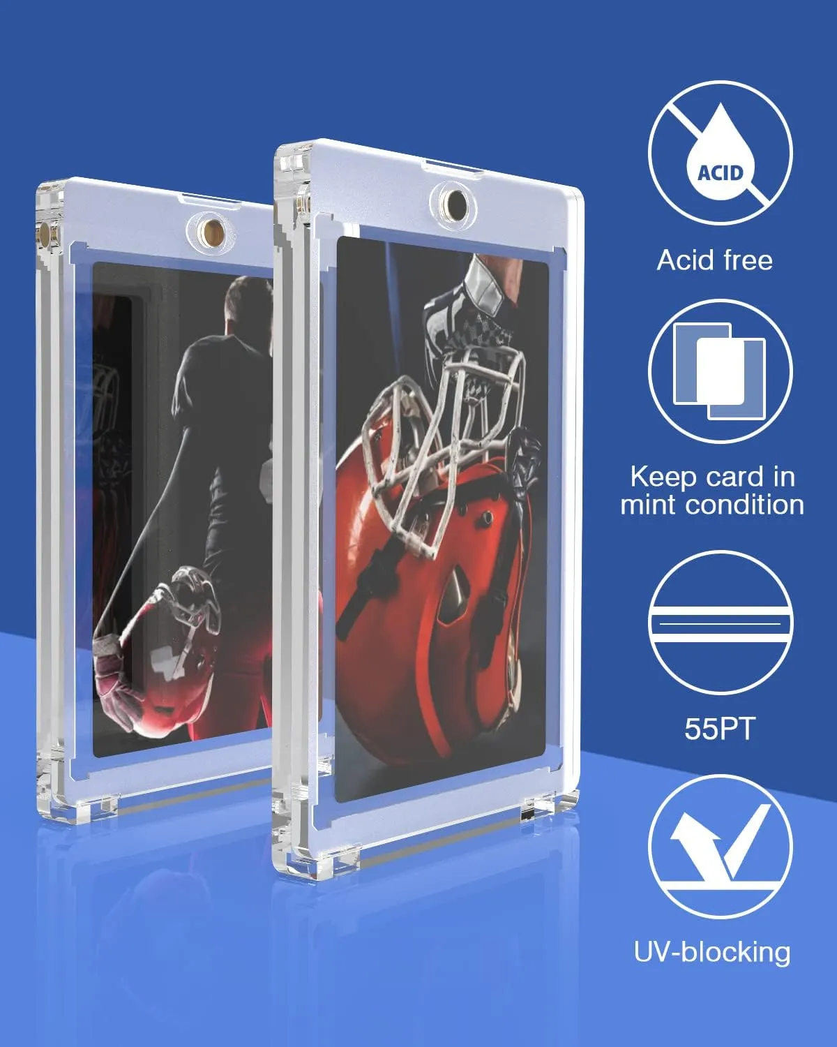 Lzerking Magnetic Card Holders 12 Pack, 55PT One Touch Card Holder for Trading Card, Baseball Card, Sports Card