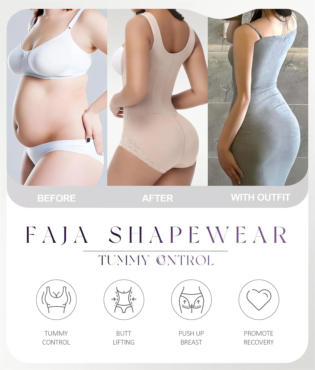 M MYODRESS Fajas Colombianas Moldeadoras Shapewear Tummy Control Body Shaper Girdles Post Surgery Compression Garment