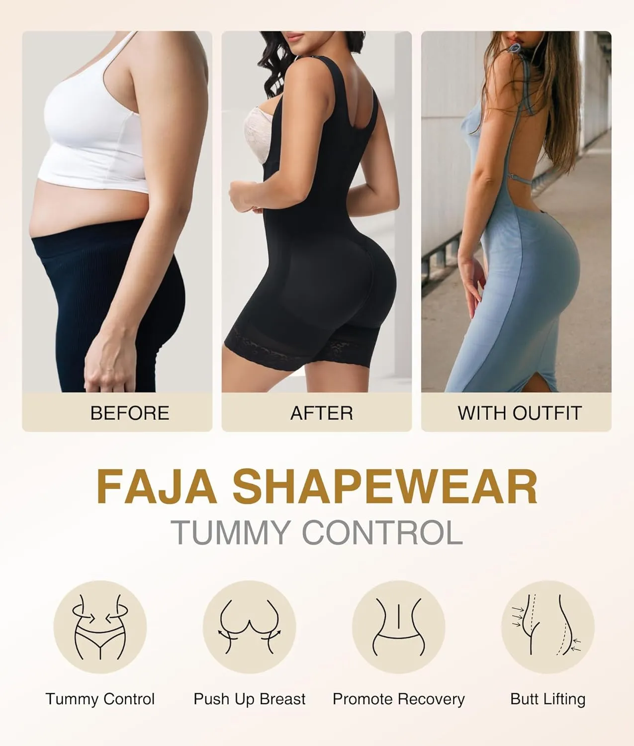 M MYODRESS Fajas Colombianas Moldeadoras Shapewear Tummy Control Body Shaper Girdles Post Surgery Compression Garment