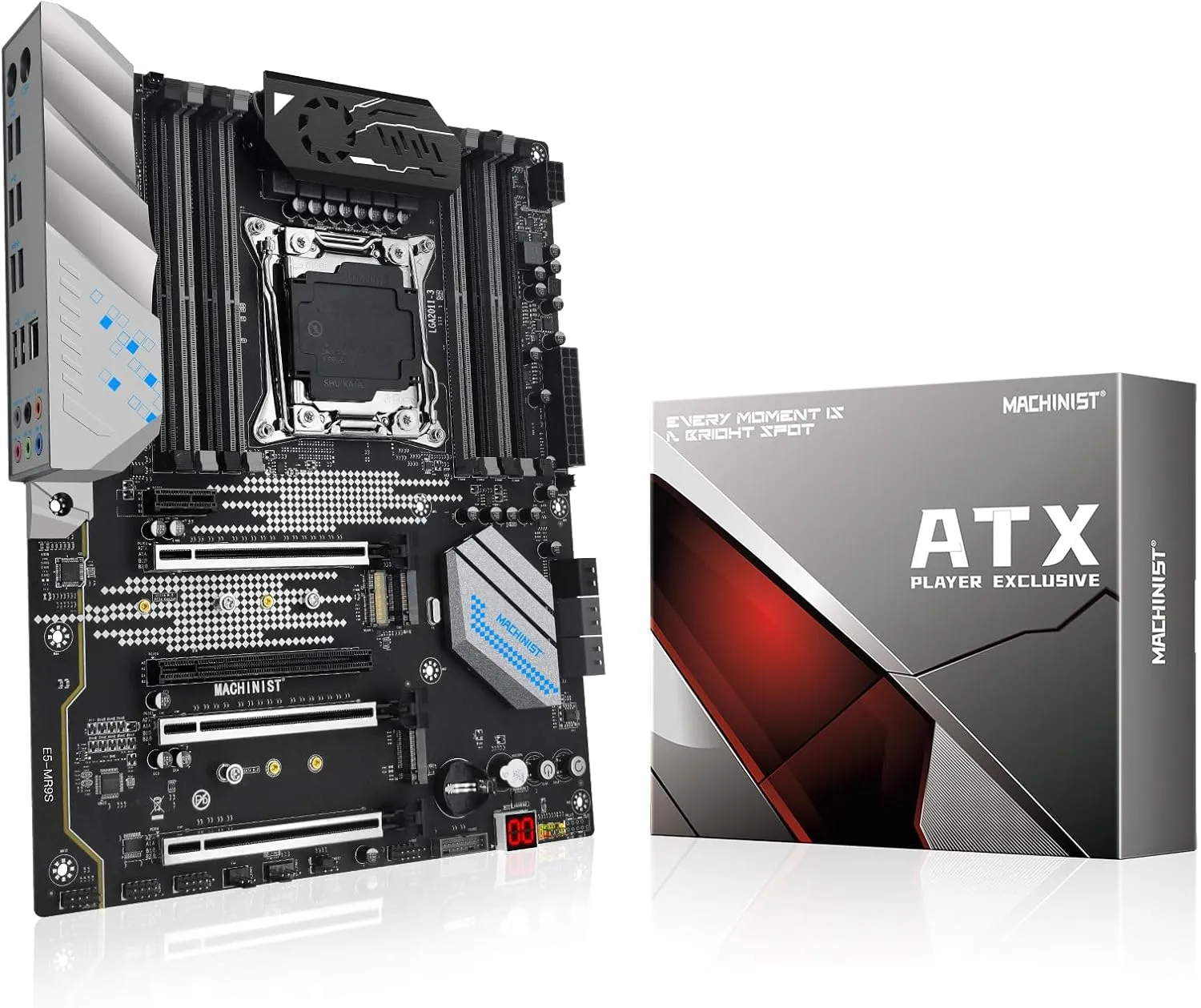 MACHINIST LGA 2011-3 Motherboard, Intel X99 (Intel 5th/6th Gen) Server Motherboard (ATX, PCIe 3.0, DDR4, NVME/SATA M.2, One-Key Boot/Restart, SATA 6Gb/s) for Xeon E5 V3/V4, Core i7 Series MR9S (Grey)
