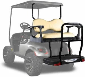 MADJAX Genesis 250 Golf Cart Rear Flip Seat for EZGO TXT 1994-2017 - Deluxe Tan Cushion