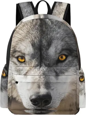 Male Wolf The Yellow Ember Eyes Doubler Shoulder Backpack Laptop Daypack Outdoor Travel Bag Laptop Tablet Backpack Pattern103