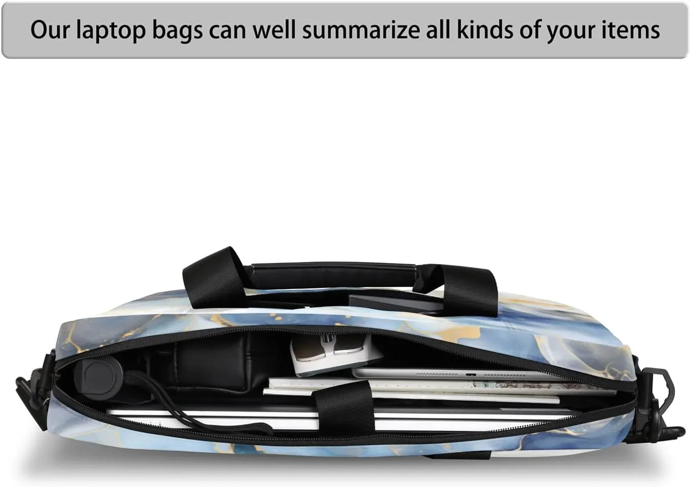 Marble Laptop Sleeve Case 14 15 15.6 inch, Marble Laptop Briefcase Shoulder Bag Waterproof Travel Computer Cover Carrying Bags