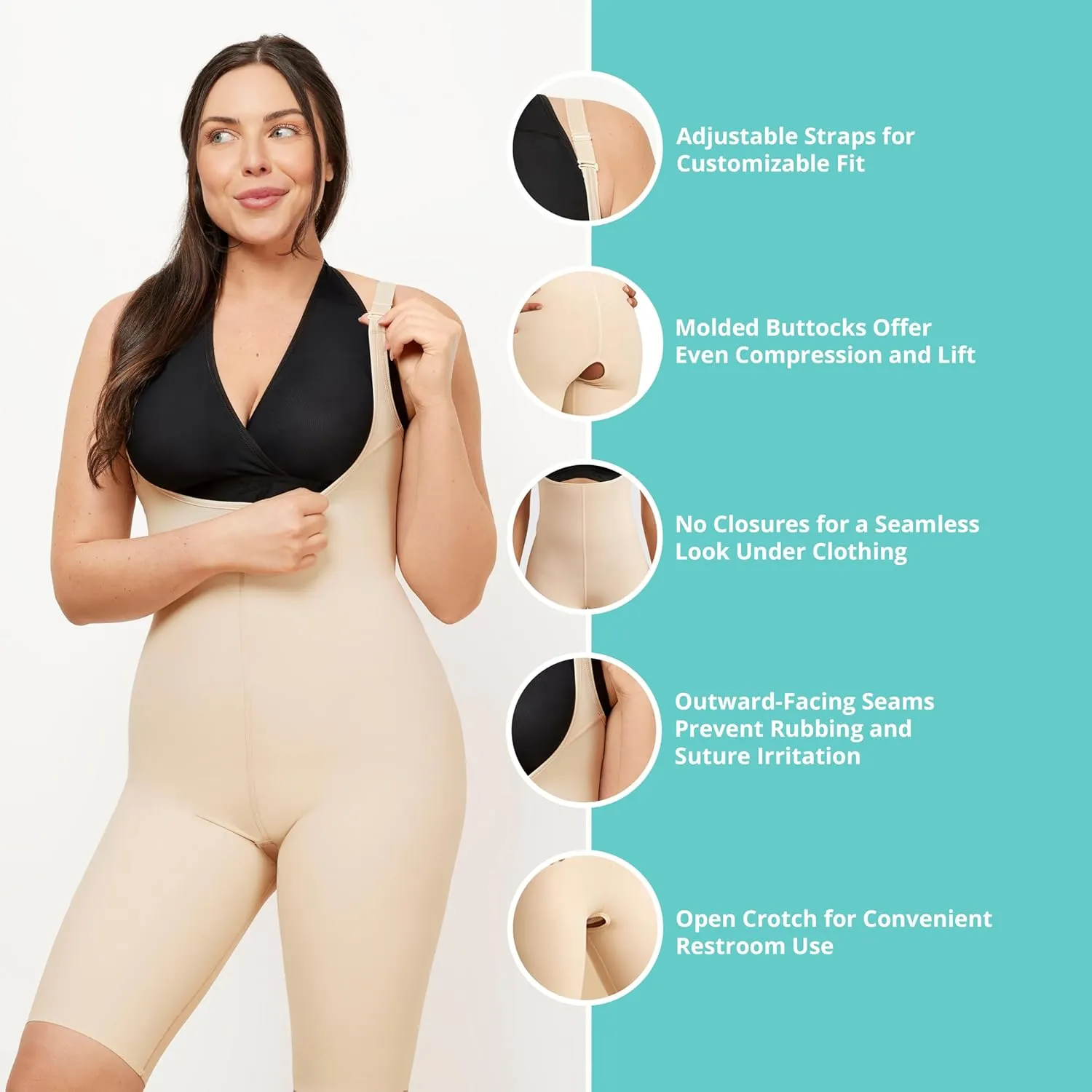 MARENA SFBHS2 Women’s Girdle with High Back, No Closures, Short-Length - Post-surgical Shapewear Support