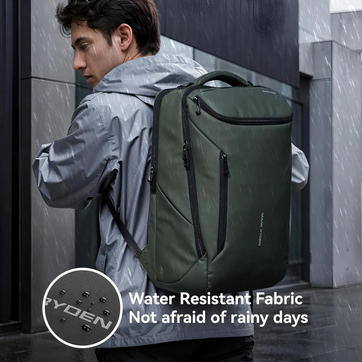 MARK RYDEN Business Backpack for Men, Waterproof High Tech Backpack with Sport Car Shape Design and USB Charging Port, Travel Laptop Backpack Fits 17.3 Inch Notebook