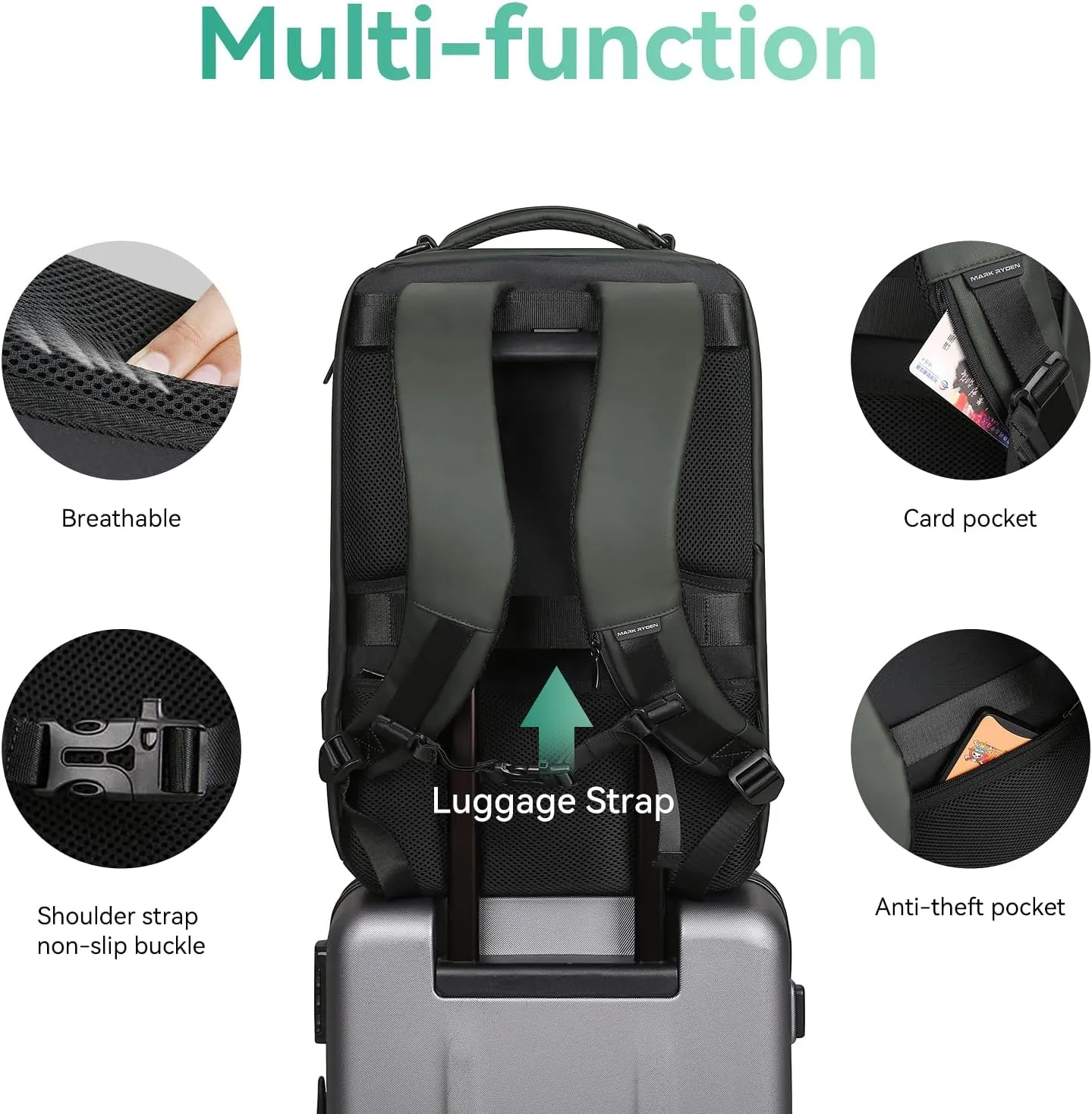 MARK RYDEN Business Backpack for Men, Waterproof High Tech Backpack with Sport Car Shape Design and USB Charging Port, Travel Laptop Backpack Fits 17.3 Inch Notebook