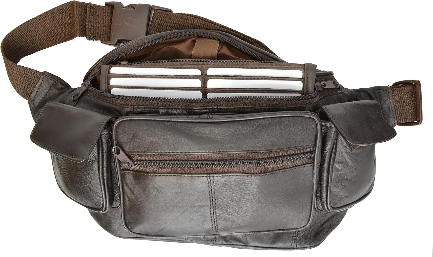 Marshal Wallet Jumbo Fanny Pack With Side V-tape Pockets - Brown