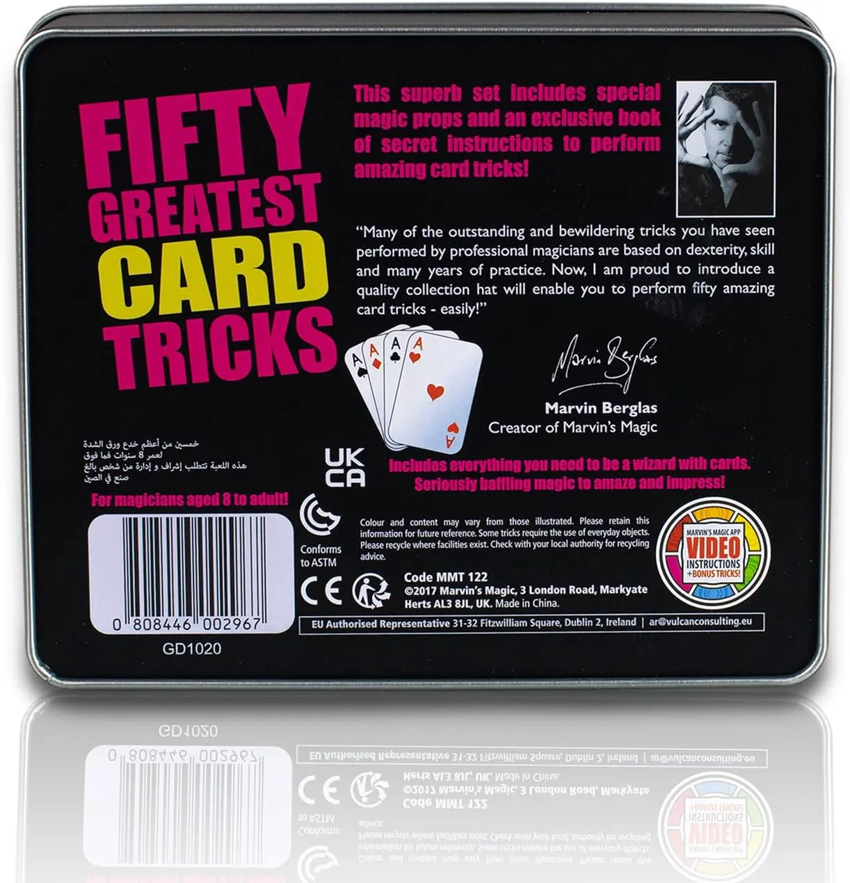 Marvin's Magic - Fifty Greatest Card Tricks Set - Magic Kit, Tricks for Adults - with Mind Reading and Cards, Close up - Comes in Gift Set Tin - for Ages 8, 9, 10 